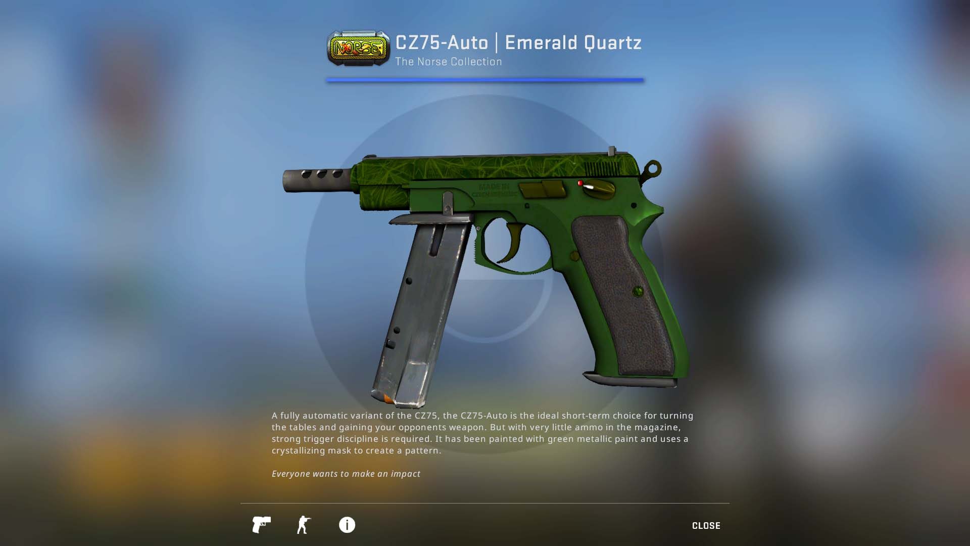 CSGO pistol CZ75 auto emerald quartz skin