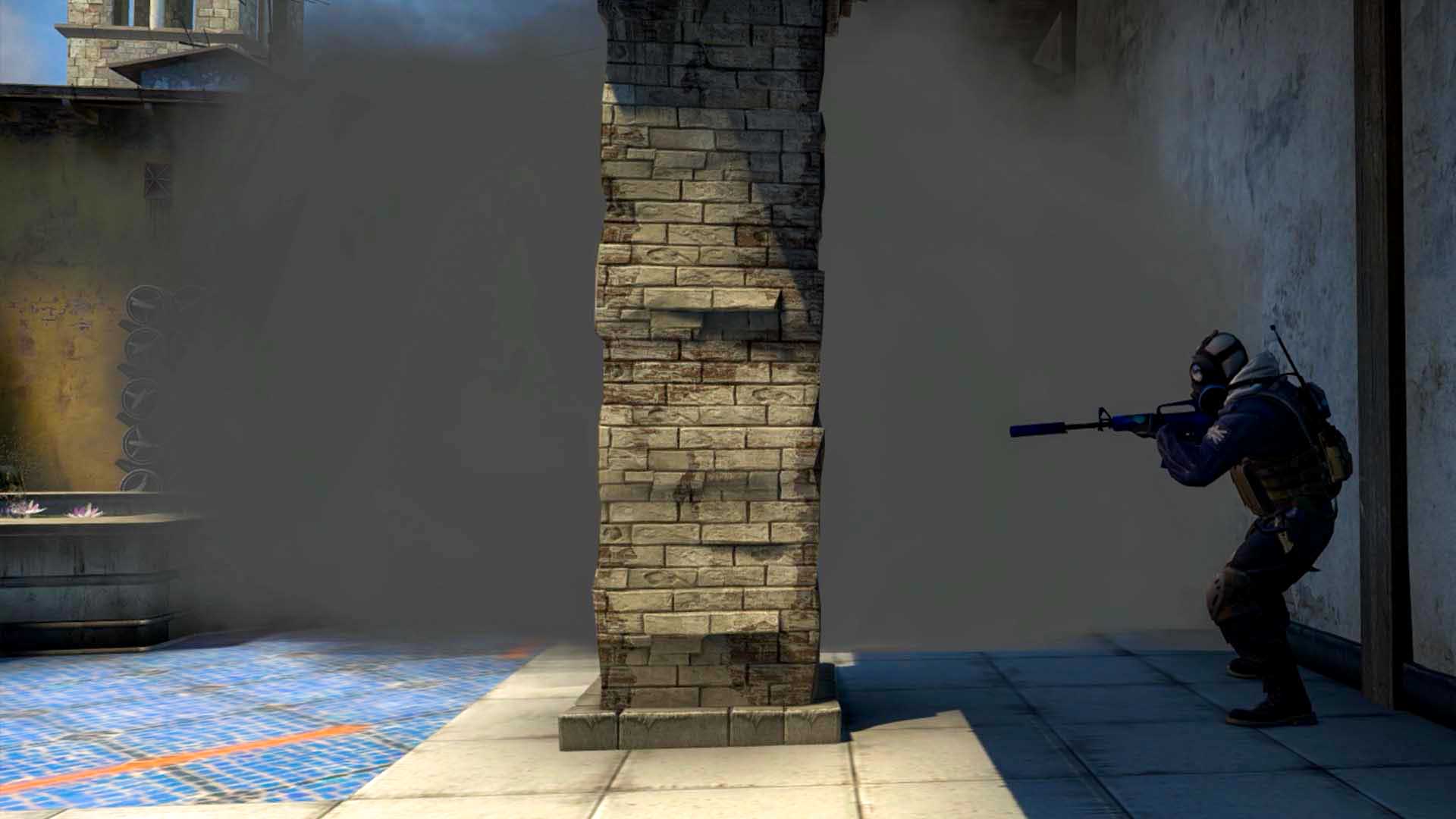 CSGO CT player standing on B site inferno with an m4a1-s