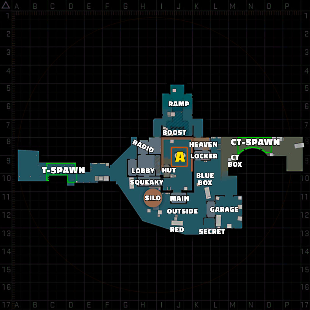 most common callouts and positions on Nuke upper A bombsite