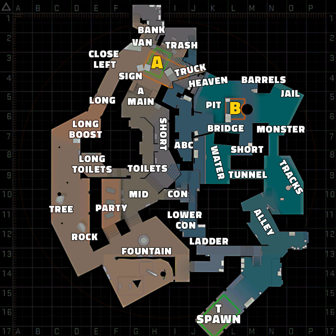 most common callouts and positions on overpass, cs2 overpass